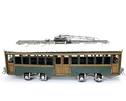 T-BEK - Londra Klasik Tramvay Eskitilmiş Metal Biblo Yeşil 50cm (1)