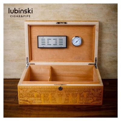 Lubinski 3D Ra Desen İspanyol Sedir Humidor Puro Kutusu 40s Cigar Spa Elektronik Puro Nemlendirme Cihazı - 2