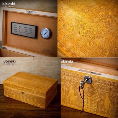 Lubinski 3D Ra Desen İspanyol Sedir Humidor Puro Kutusu 40s Cigar Spa Elektronik Puro Nemlendirme Cihazı - 3