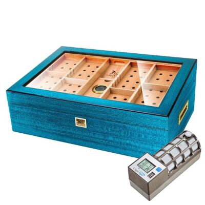 Lubinski Camlı Humidor Puro Kutusu Mavi Lake 250s Cigar Spa Elektronik Puro Nemlendirme Cihazı - 1