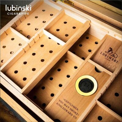 Lubinski Camlı Humidor Puro Kutusu Mavi Lake 250s Cigar Spa Elektronik Puro Nemlendirme Cihazı - 4