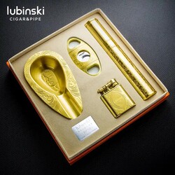Lubinski - Lubinski Gold Metal Puro Seti Çakmak-Kesici-Küllük-P.Kılıfı (1)