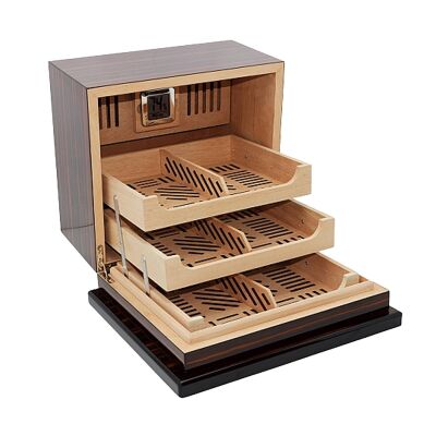 Lubinski İtaly Teleskopik 3 Raflı Puro Kutusu Abanoz 80's - 3