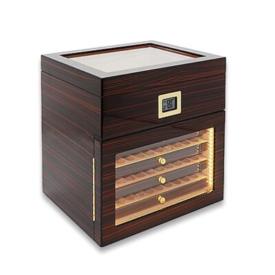 Lubinski İtaly 4 Çekmeceli Işıklı Puro Kutusu Abanoz 100's - 1