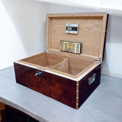 Lubinski İtaly Canforo Humidor Puro Kutusu Ceviz 125's Cigar Spa Elektronik Puro Nemlendirme Cihazı - 3