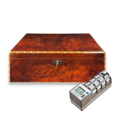 Lubinski İtaly Canforo Humidor Puro Kutusu Ceviz 125's Cigar Spa Elektronik Puro Nemlendirme Cihazı - 1