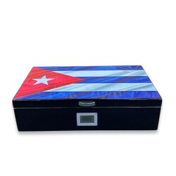 Lubinski İtaly Cuban Flag Humidor Puro Kutusu Siyah 80's - Lubinski İtaly