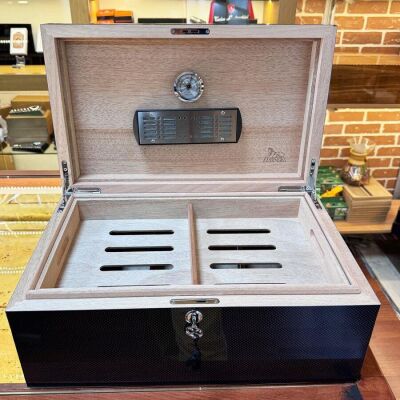 Lubinski İtaly Humidor Puro Kutusu Karbon Desen 120's Cigar Spa Elektronik Puro Nemlendirme Cihazı - 3