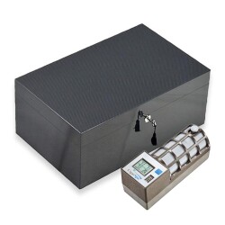 Lubinski İtaly Humidor Puro Kutusu Karbon Desen 120's Cigar Spa Elektronik Puro Nemlendirme Cihazı - Lubinski