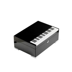 Lubinski İtaly Humidor Puro Kutusu Piano Parlak Siyah 40's - Lubinski İtaly