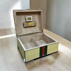 Gucc İtaly Humidor Puro Kutusu Yeşil/Kırmızı Akçaağaç 40's - Lubinski İtaly (1)