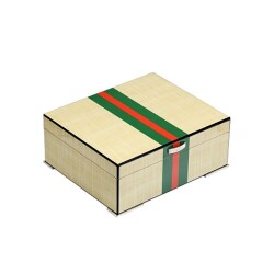 Gucc İtaly Humidor Puro Kutusu Yeşil/Kırmızı Akçaağaç 40's - Lubinski İtaly