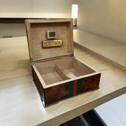 Gucc İtaly Humidor Puro Kutusu Yeşil/Kırmızı Karaağaç 40's - Lubinski İtaly (1)