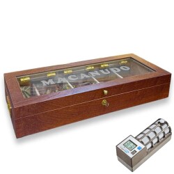 Lubinski İtaly Macanudo Camlı Humidor Puro Kutusu Kahve 200's CigarSpa Elektronik Nemlendirme - Lubinski