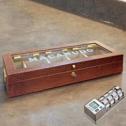 Lubinski İtaly Macanudo Camlı Humidor Puro Kutusu Kahve 200's CigarSpa Elektronik Nemlendirme - Lubinski (1)