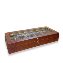 Lubinski İtaly Macanudo Camlı Humidor Puro Kutusu Kahve 200's - Lubinski İtaly