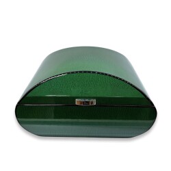 Lubinski İtaly Oval Humidor Puro Kutusu Lizard Yeşil 60's - Lubinski İtaly
