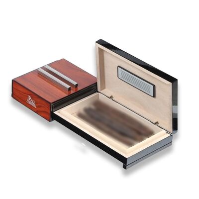 Lubinski İtaly Toscano Küllük ve Puro Kutusu Parlak Siyah 20's - 2