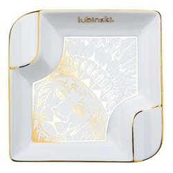 Lubinski Lion Porselen Puro Küllüğü Beyaz/Gold 2li - Thumbnail