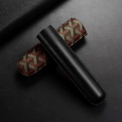 Maison Desenli Deri Puro Kılıfı Tekli Kahve 60Ring - CigarLoong (1)