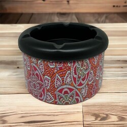 Mandala Desen Metal Mini Sigara Küllüğü Kırmızı 8cm - Atomic (1)