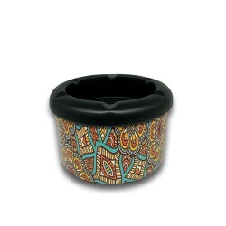 Mandala Desen Metal Mini Sigara Küllüğü Turkuaz 8cm - 1