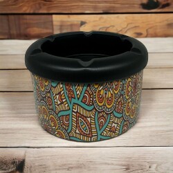 Mandala Desen Metal Mini Sigara Küllüğü Turkuaz 8cm - Atomic (1)