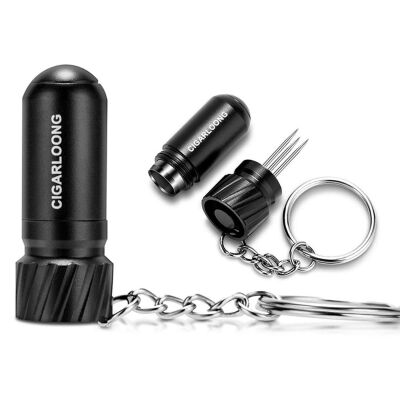 Metal 2in1 Delici ve Puro Tutucu İğne Anahtarlık Siyah - 4