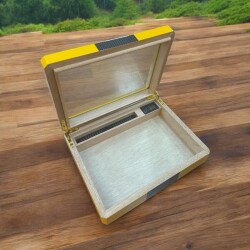 Myon Camlı Mini Humidor Puro Kutusu Sarı 20's 4'lü Puro Aksesuar Seti - 5