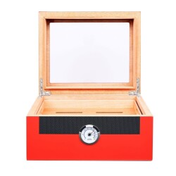Myon Camlı Sedir Humidor Puro Kutusu Lake Kırmızı 60's 4'lü Puro Aksesuar Seti - 4
