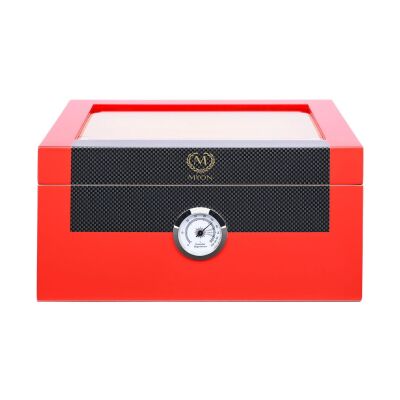 Myon Camlı Sedir Humidor Puro Kutusu Lake Kırmızı 60's - 1
