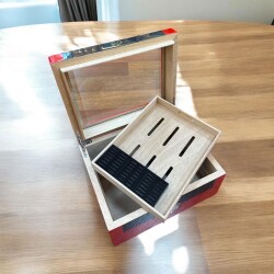 Myon Camlı Sedir Humidor Puro Kutusu Lake Kırmızı 60's - 3