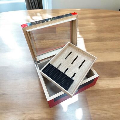 Myon Camlı Sedir Humidor Puro Kutusu Lake Kırmızı 60's - 3