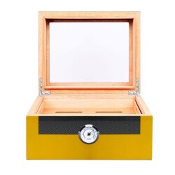 Myon Camlı Sedir Humidor Puro Kutusu Lake Sarı 60's 4'lü Puro Aksesuar Seti - 4
