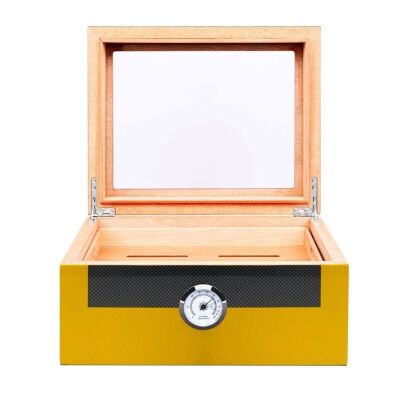 Myon Camlı Sedir Humidor Puro Kutusu Lake Sarı 60's 4'lü Puro Aksesuar Seti - 4