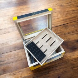 Myon Camlı Sedir Humidor Puro Kutusu Lake Sarı 60's 4'lü Puro Aksesuar Seti - 6