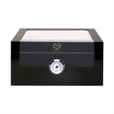 Myon Camlı Sedir Humidor Puro Kutusu Lake Siyah 60's - 1
