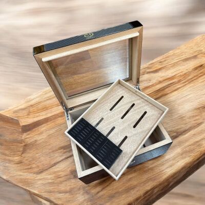 Myon Camlı Sedir Humidor Puro Kutusu Lake Siyah 60's - 3