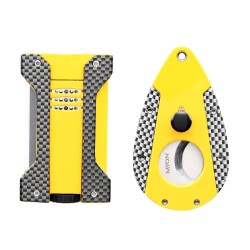 Myon Limited Puro Çakmak ve Kesici Seti Karbon Desen Sarı - Myon Paris