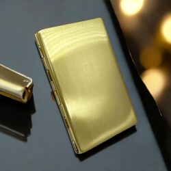 Myon Metal Kısa Sigara Tabakası Klipsli Düz Gold 12li - 3