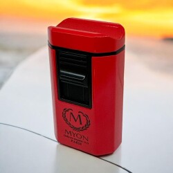 Myon Pyramid 4 Pürmüz Alev Kesicili Sehpa Puro Çakmağı Kırmızı - Myon Paris (1)