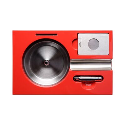 Myon Racing Edition Ahşap Puro Küllüğü Delici ve Kesicili Kırmızı - 1