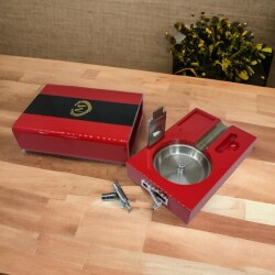 Myon Racing Edition Ahşap Puro Küllüğü Delici ve Kesicili Kırmızı - 3