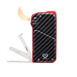 Myon Soft Alev Pipo Çakmağı Pipo Aksesuarlı Karbon Kırmızı - Myon Paris (1)