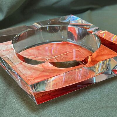 Passatore Tütün Yaprağı Desen Kristal Cam Puro Küllüğü 4l'ü - 3