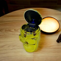 Pop Skull Led Işıklı Araç Araba Küllüğü Sarı 9cm - Atomic (1)