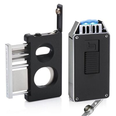 Porsche Design Double Kesici ve Jet Puro Çakmak Seti Siyah P3626/3648 - 2