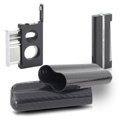 Porsche Design Karbon Fiber Puro Kılıfı 2li Double Kesici ve Jet Puro Çakmak Seti Grey P3626-3644 - PORSCHE DESİGN (1)