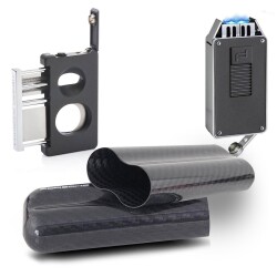 Porsche Design Karbon Fiber Puro Kılıfı 2li Double Kesici ve Jet Puro Çakmak Seti Grey P3626-3648 - PORSCHE DESİGN (1)