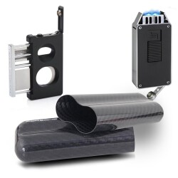 Porsche Design Karbon Fiber Puro Kılıfı 2li Double Kesici ve Jet Puro Çakmak Seti Siyah P3626-364801-16116 - PORSCHE DESİGN (1)